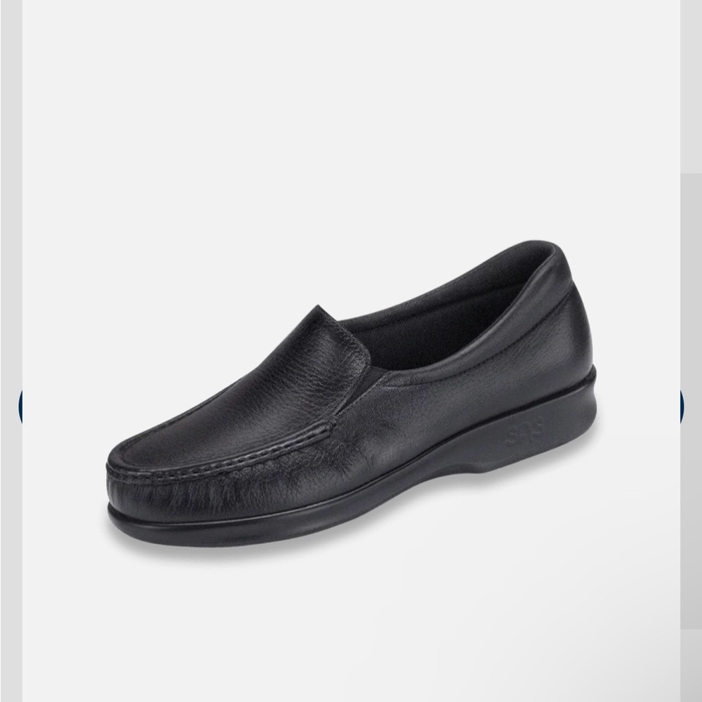 NWT SAS Twin - Slip On Loafers Walking Shoe black leather 7.5 WW DOUBLE